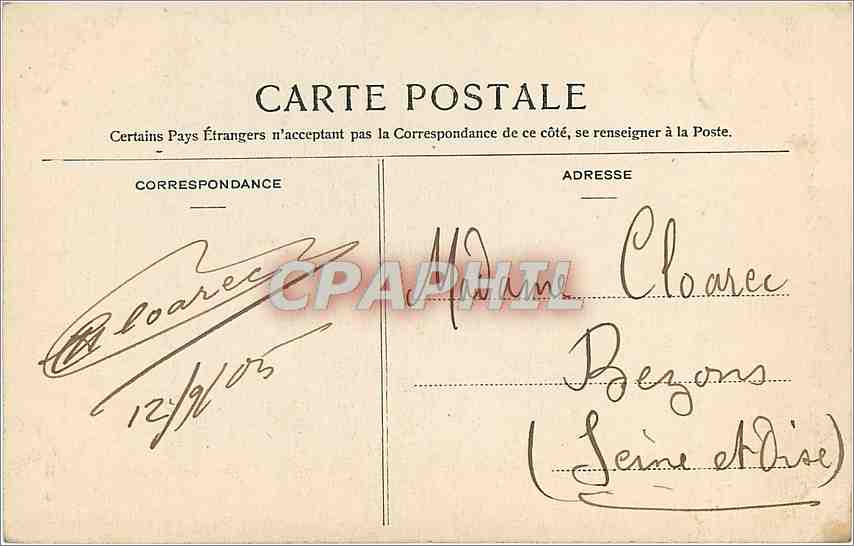 CPA Environs de Brest Plougastel le calvaire  — Rückseite