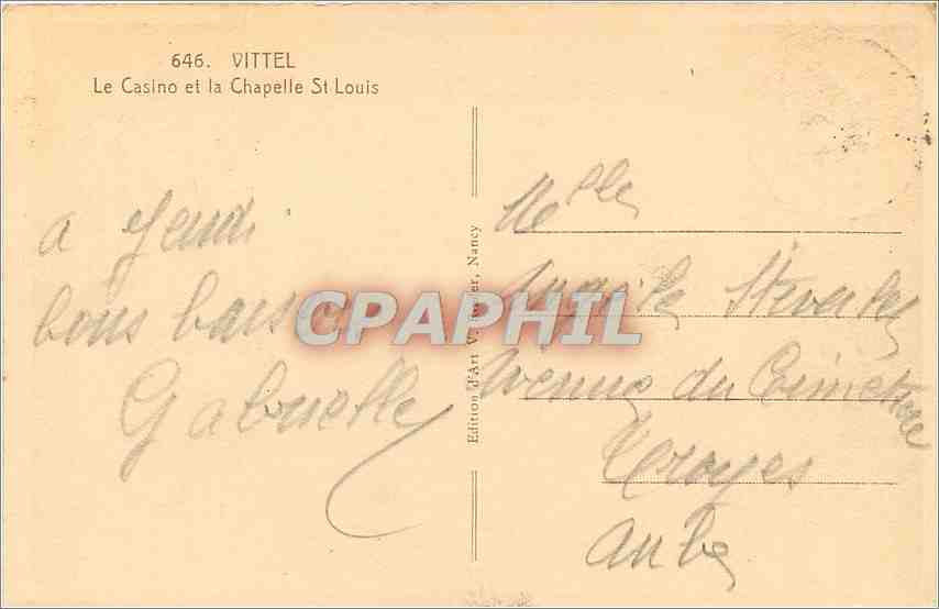 VITTEL - Le Casino et la Chapelle Saint-Louis — Édition J. An Vande — Rückseite