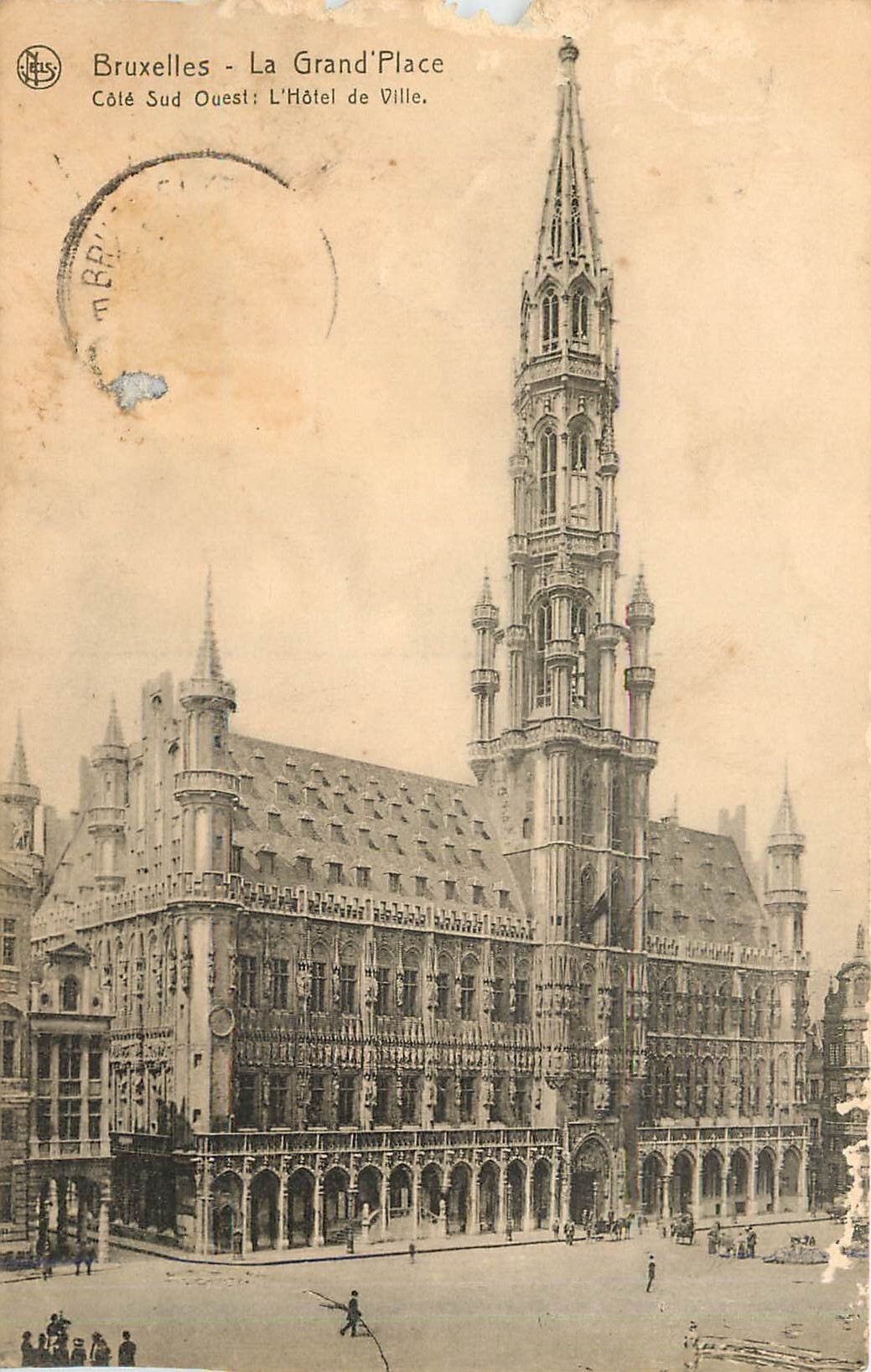 CPA Bruxelles la grand place cote sud ouest l'hotel de ville 