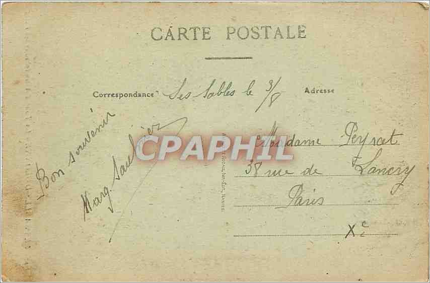 CPA Les Sables d'Olonne la tour d'Arundel sous les Piles Bateau — Verso