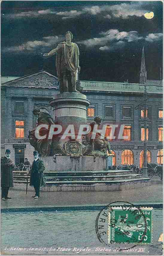Reims la nuit, La Place Royale, Statue de Louis XV — éditeur ARNE, n° 33.504