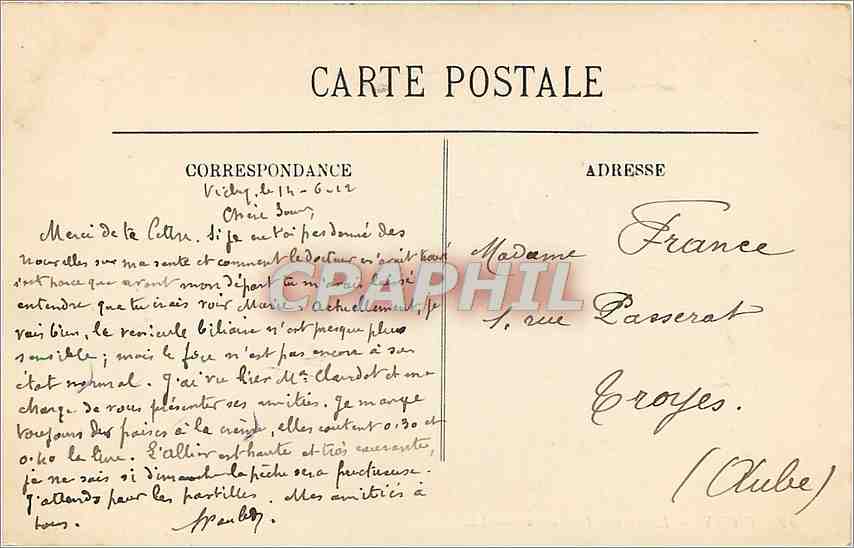CPA Vichy l'Heure de la Musique  — Rückseite