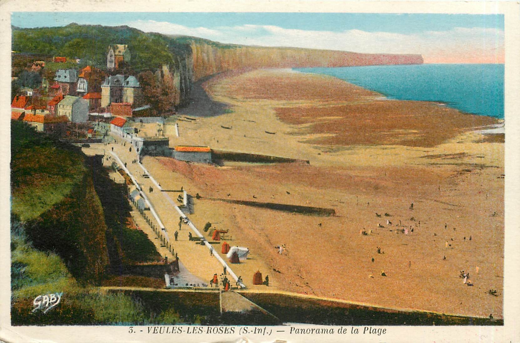 CPA Veules les Roses S Inf panorama de la plage 