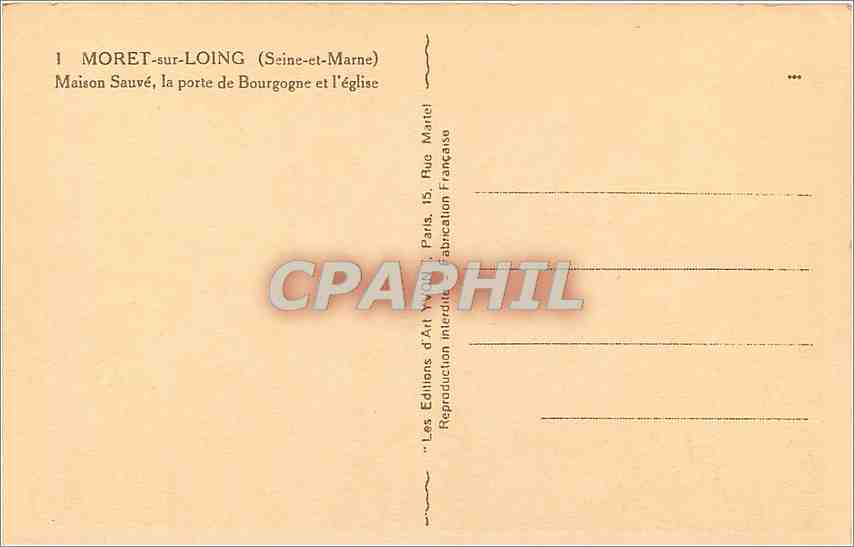 CPA Moret sur Loing Seine et Marne maison Sauve la porte de Bourgogne et l'eglise  — Back