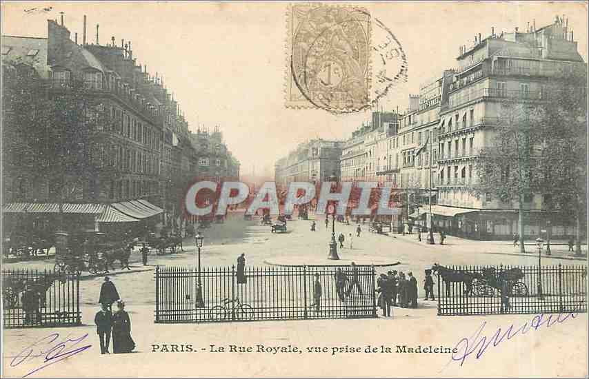 CPA Paris la rue royale vue prise de la Madeleine 