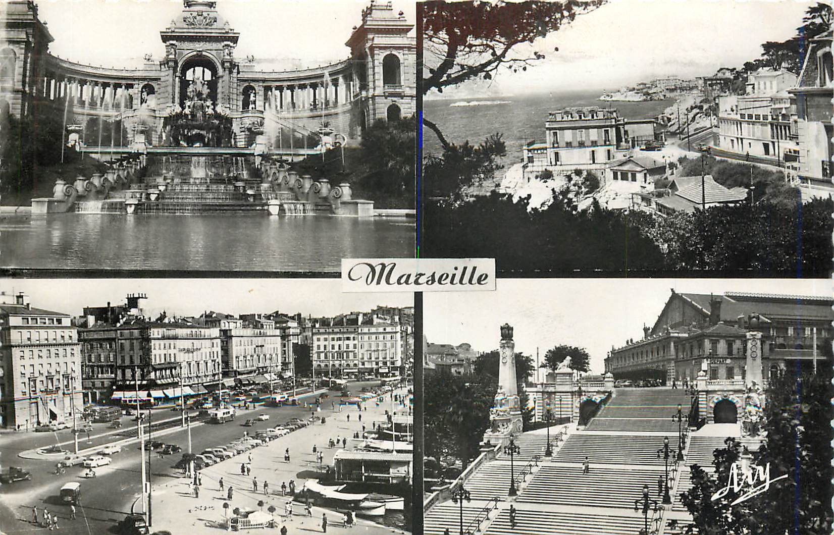CPA Marseille Le Palais Longchamp promenade de la Corniche vers le petiti Nice Quai des Belges escal