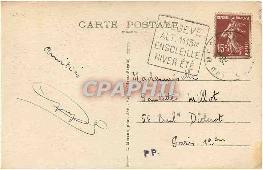 CPA Haute Savoie Megeve Hotel du mont d'Arbois et la Chaine des Aravis  — Rückseite