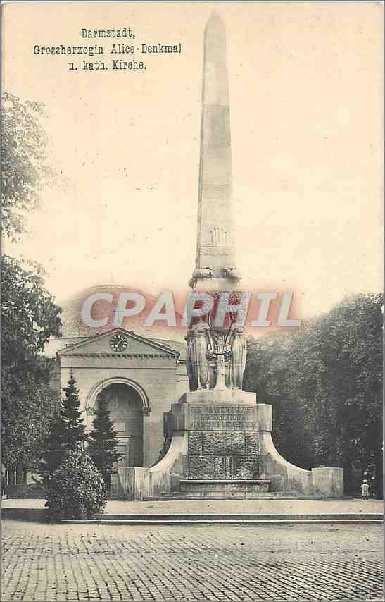 CPA Darmstadt Grossherzogin Alice Denkmal u kath Kirche 