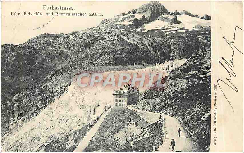CPA Furkastrasse hotel Belvedere und Rhonegletscher 