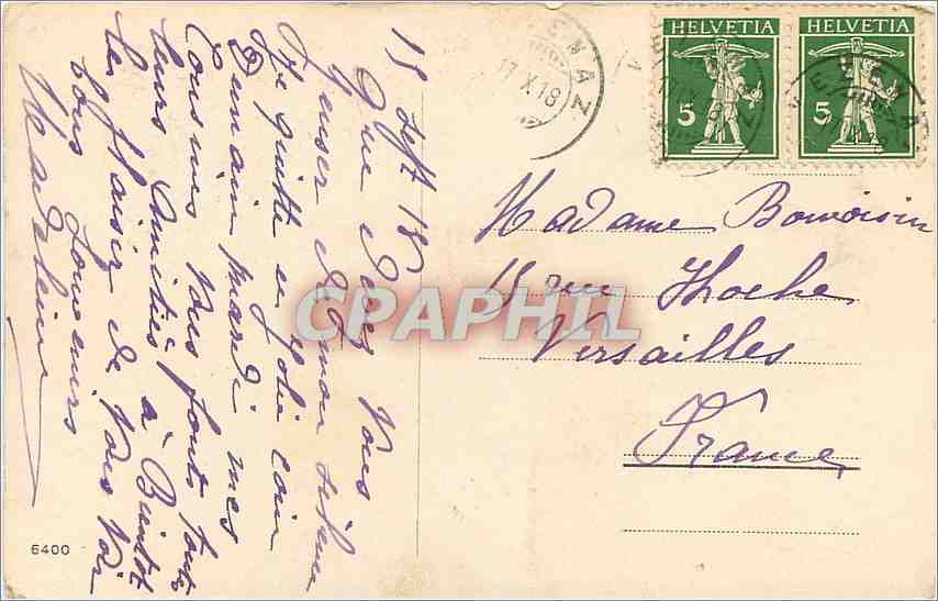 CPA Geneve rue du Mont Blanc Tramway — Rückseite