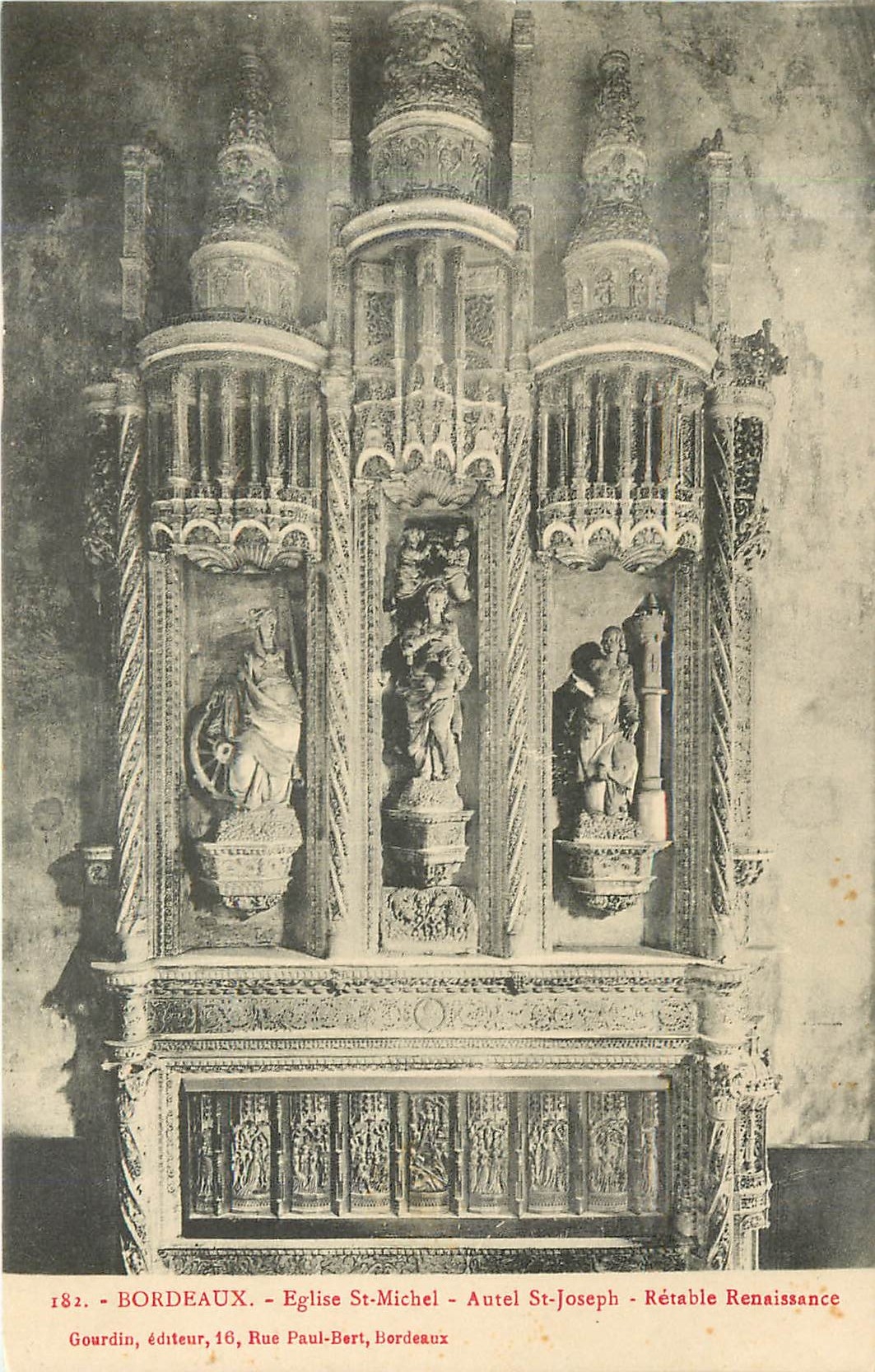 CPA Bordeaux eglise St Michel Autel St Joseph retable renaissance 