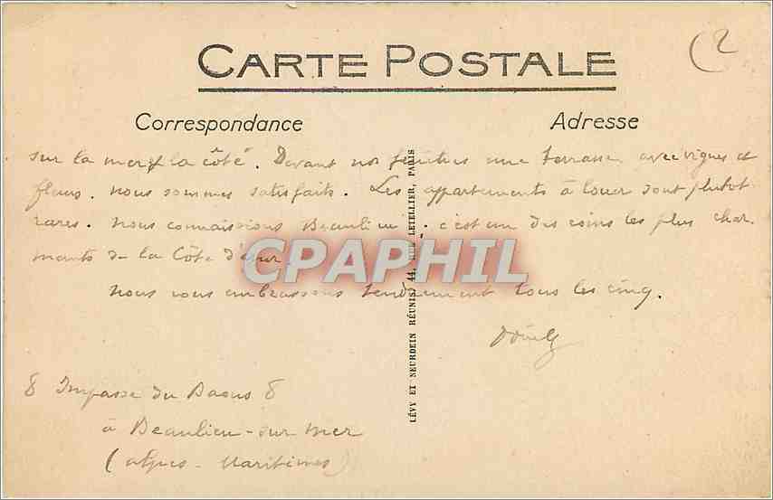 CPA Beaulieu vue generale  — Verso