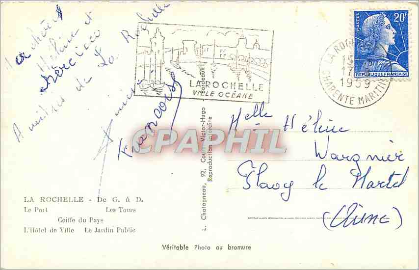La Rochelle — Souvenir de La Rochelle — Éditeur L. Chalagneau, n° 22 — Verso