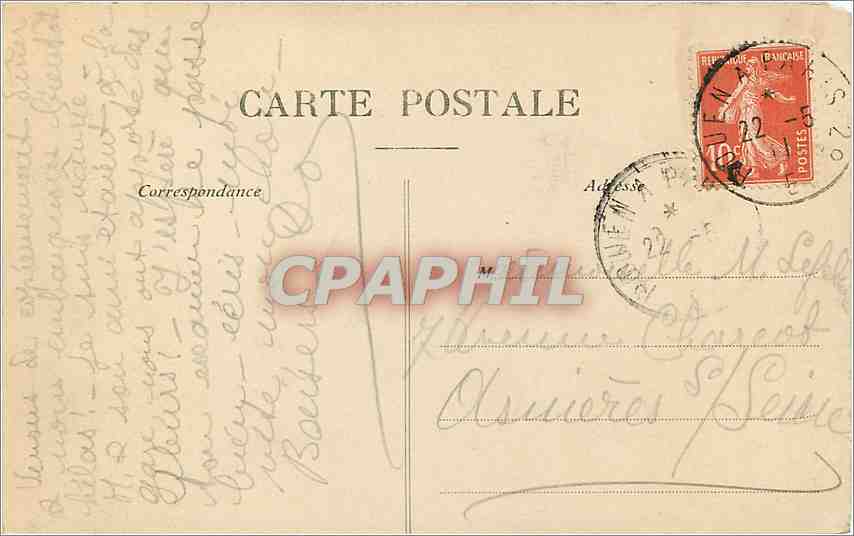 CPA Le Havre Hotel de Ville Tramway — Rückseite