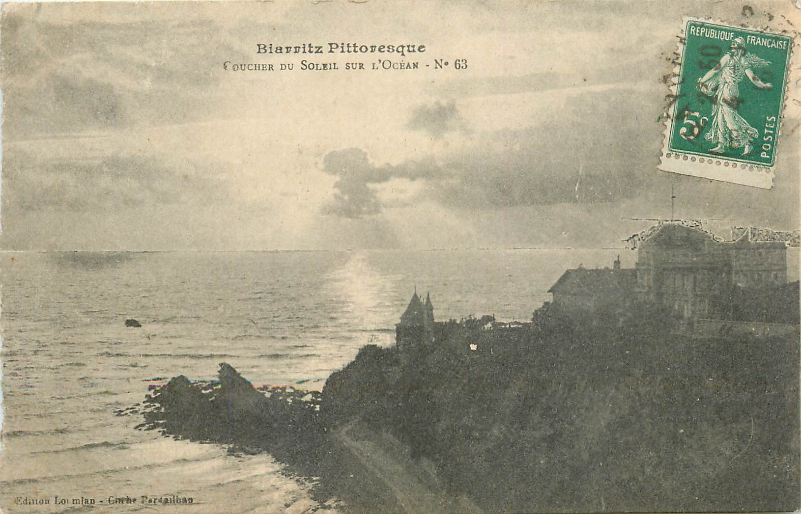 CPA Biarritz pittoresque Coucher du soleil sur l'ocean 
