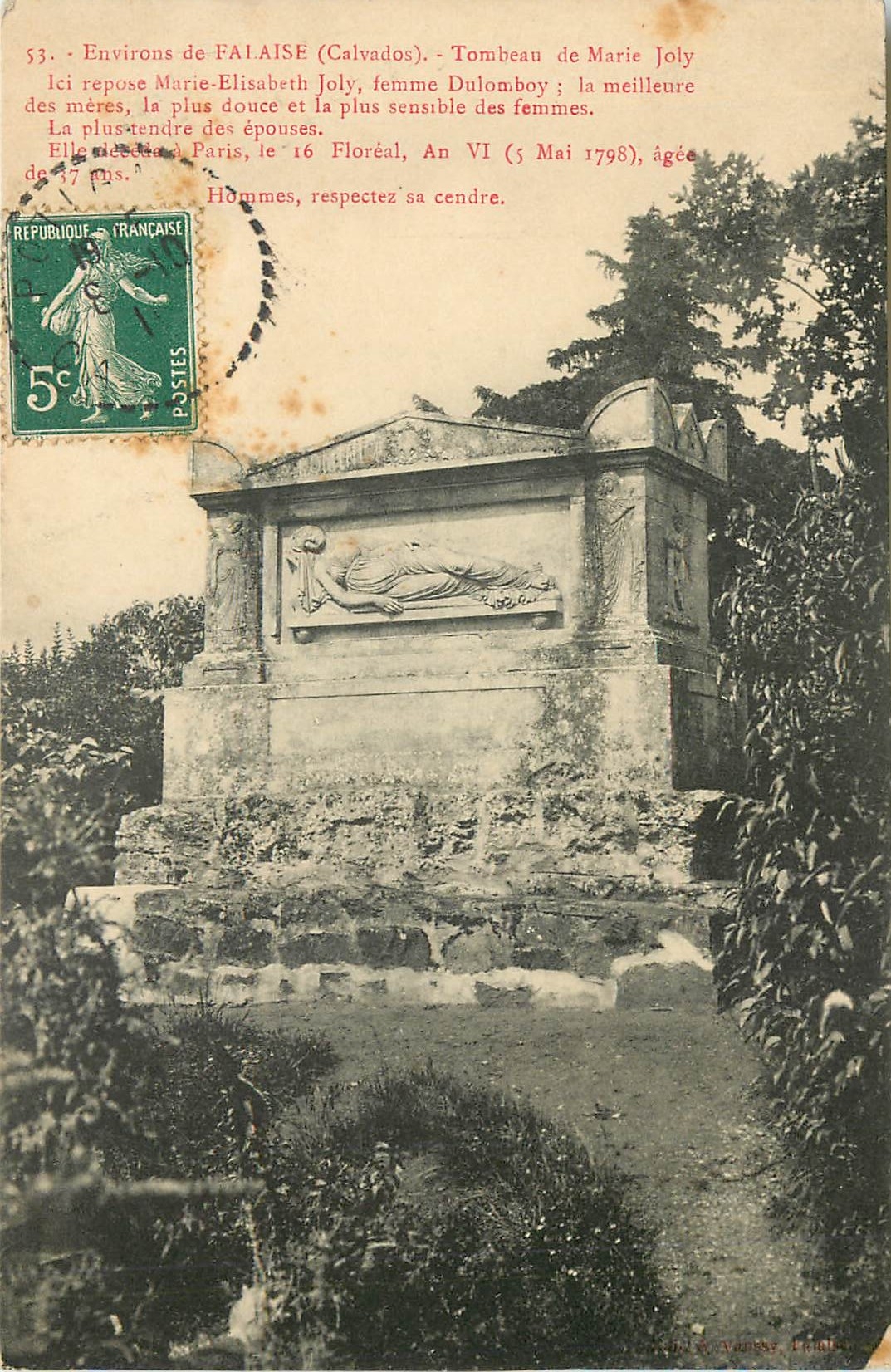 CPA Environs de Falaise Calvados tombeau de Marie Joly