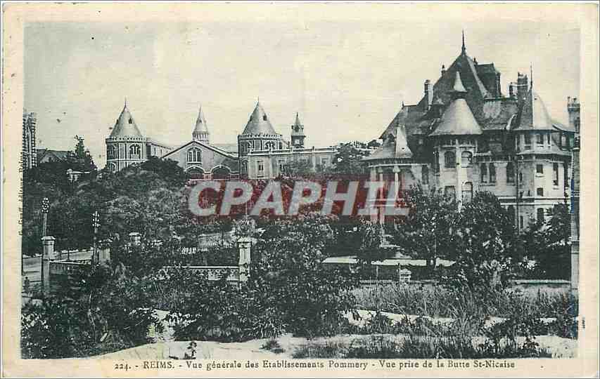 CPA Reims vue generale des Etablissements Pommery vue prise de la Butte St Nicaise 