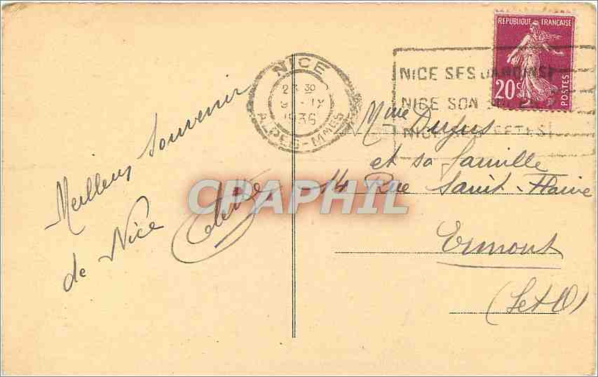 CPA Nice la promenade des anglais et le palais de la jetee  — Rückseite