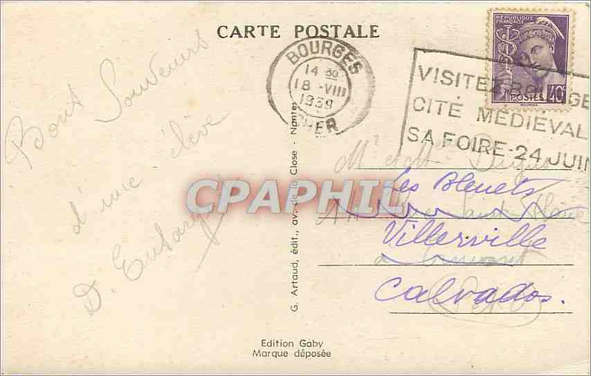 CPA Bourges les 5 portails de la cathedrale Saint Etienne  — Rückseite