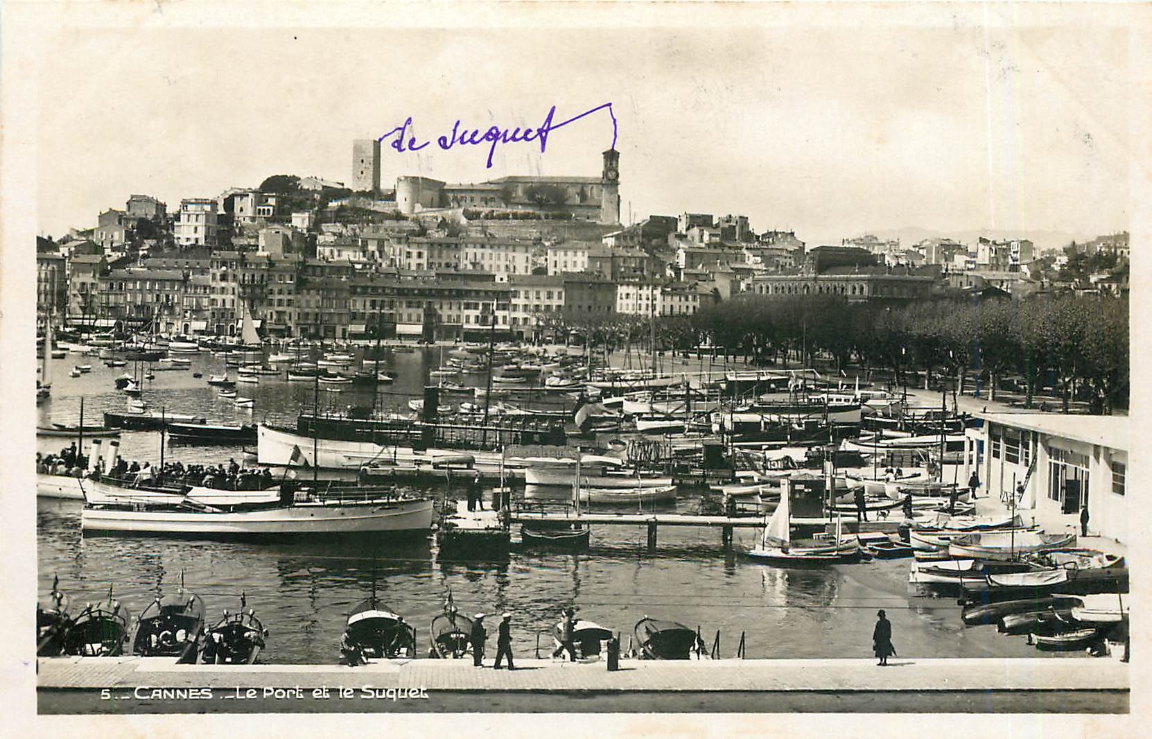 CPA Cannes le port et le Suquet Bateaux
