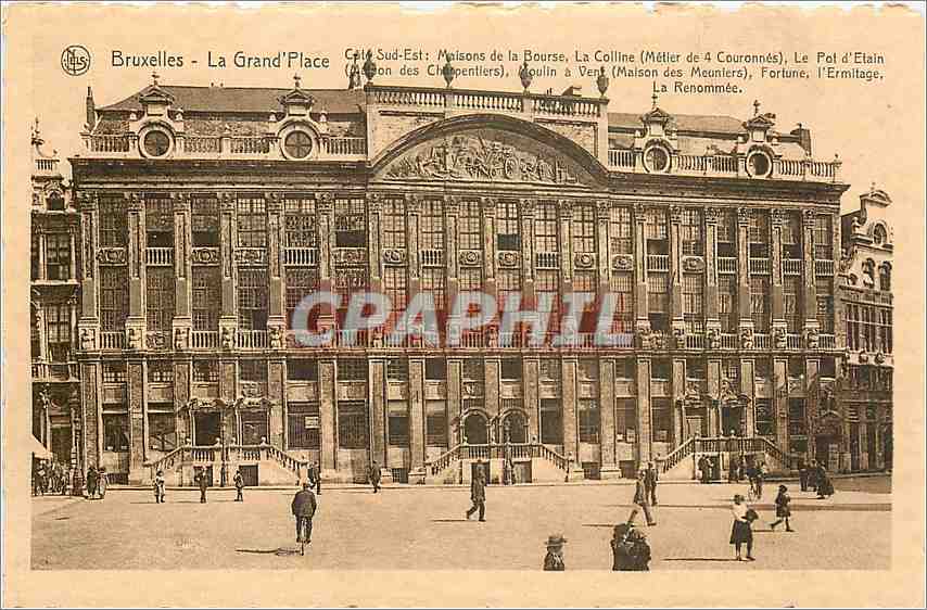 CPA Bruxelles la grand place cote sud est maisons de la Bourse la Colline le Pot d'Etain Moulin a Ve