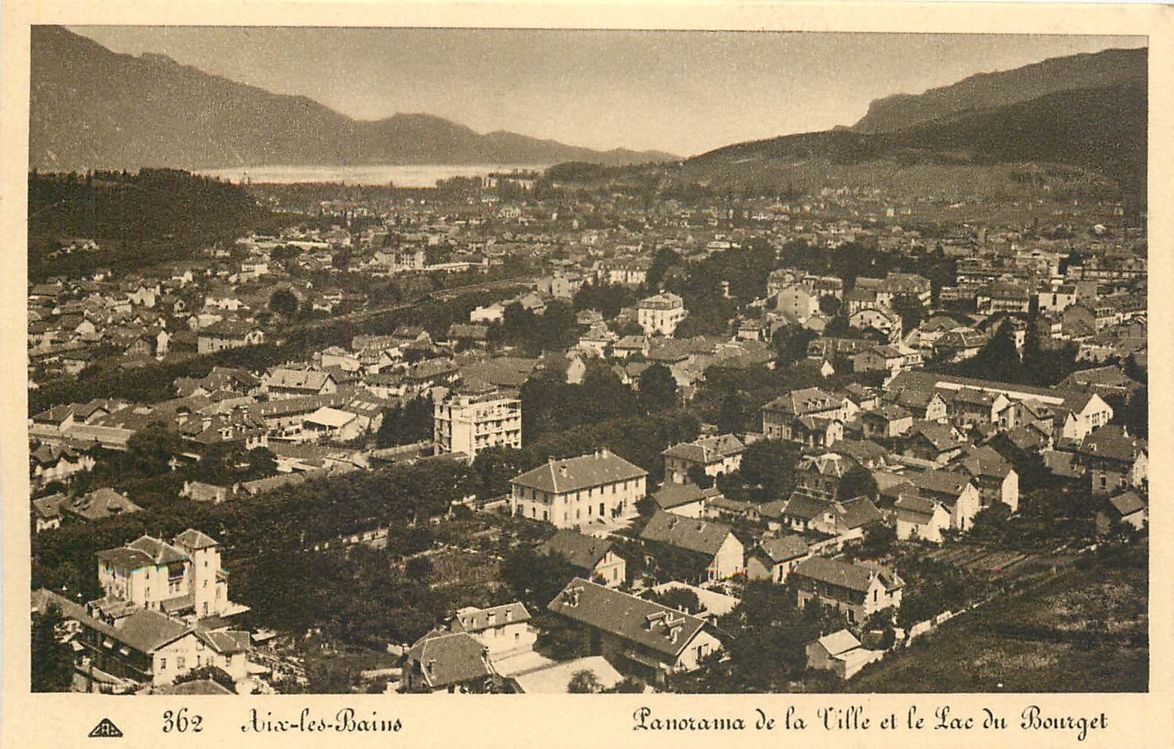 CPA Aix les Bains panorama de la ville et le lac du Bourget 