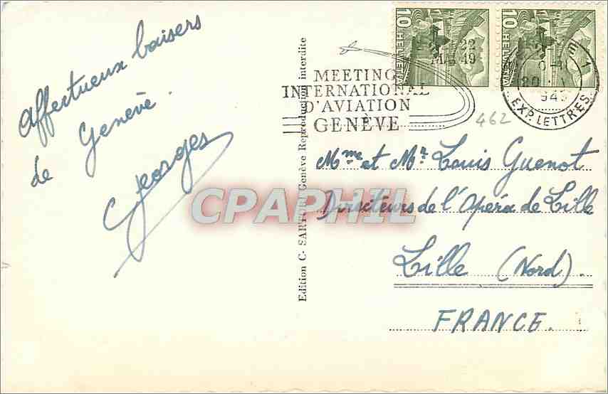 CPM Geneve la nuit  — Verso