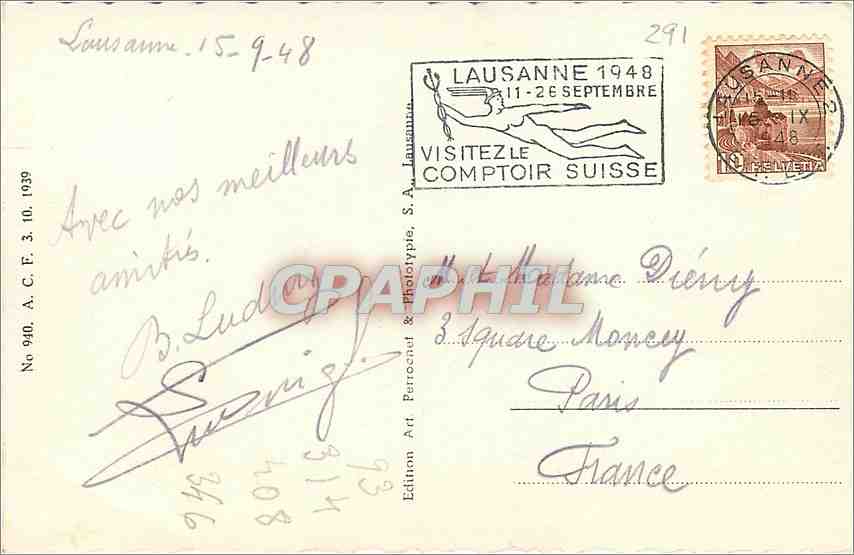 CPM Lausanne Ouchy et les Alpes Bateaux — Rückseite
