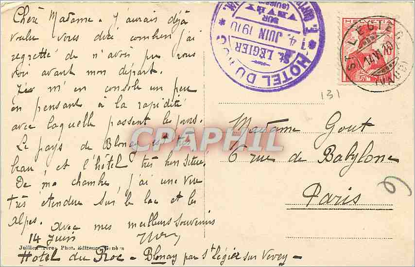 Clarens — Île des Mouettes — J.J. 5840 — Rückseite