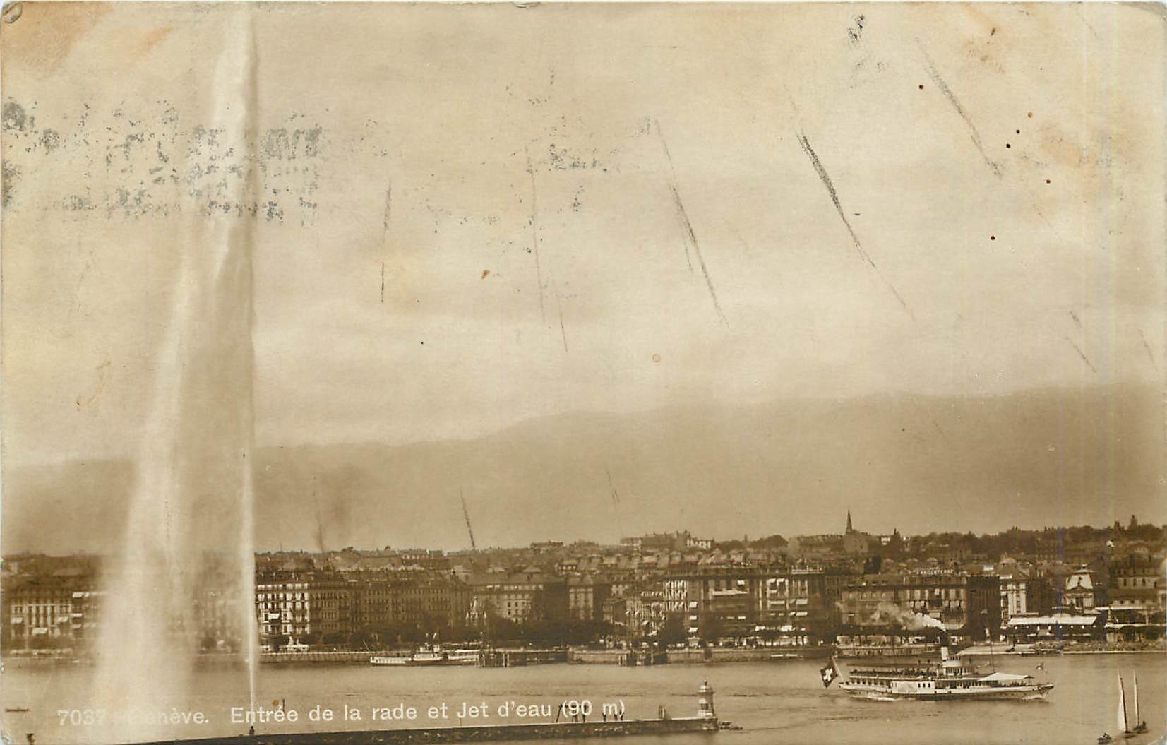 CPA Geneve Entree de la rade et jer d'eau 