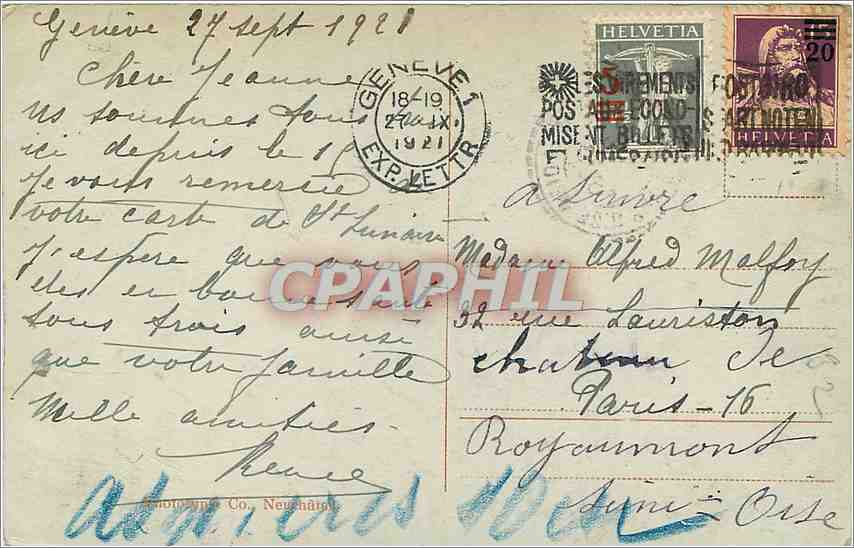 CPA Geneve Entree de la rade et jer d'eau  — Verso