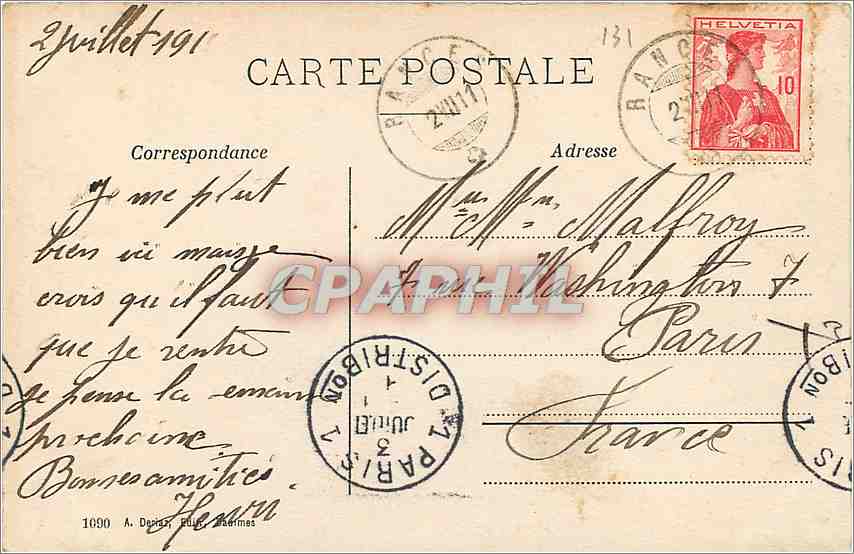 CPA Sentier de Covatannaz Vuiteboeuf a Ste Croix  — Rückseite