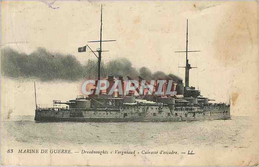 CPA Marine de Guerre Dreadnoughts Vergniaud Cuirasse d'escalier 