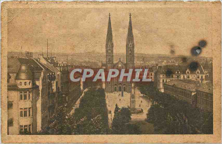CPA Wiesbaden la place de Louise avec l'eglise cathedrale 