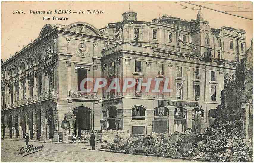 CPA Ruines de Reims le Theatre Militaria