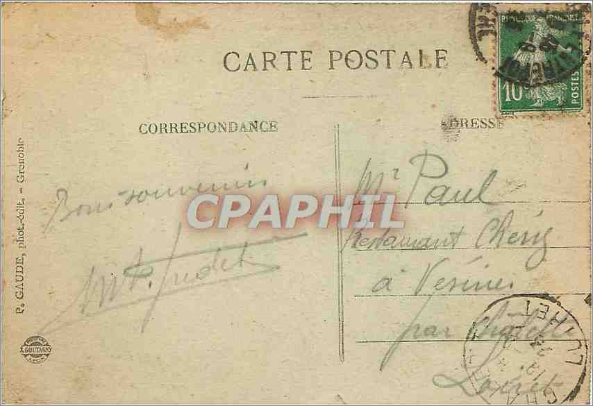 CPA Dauphine Uriage les Bains le parc et le chateau  — Rückseite