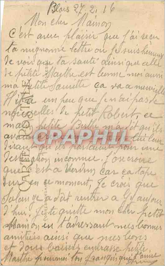 CPA Blois le chateau porte d'entree  — Verso