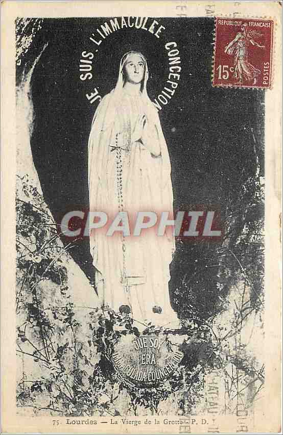 CPA Lourdes la vierge de la grotte 