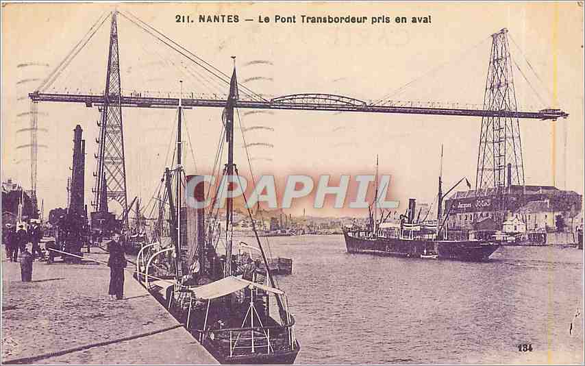 CPA Nantes le pont Transbordeur pris en aval 