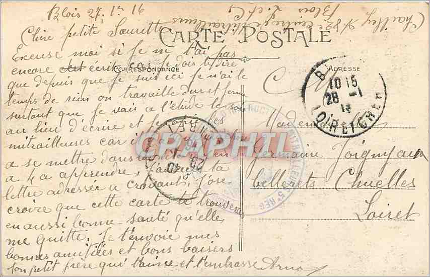 CPA Blois le Chateau facde Francois Ier  — Verso