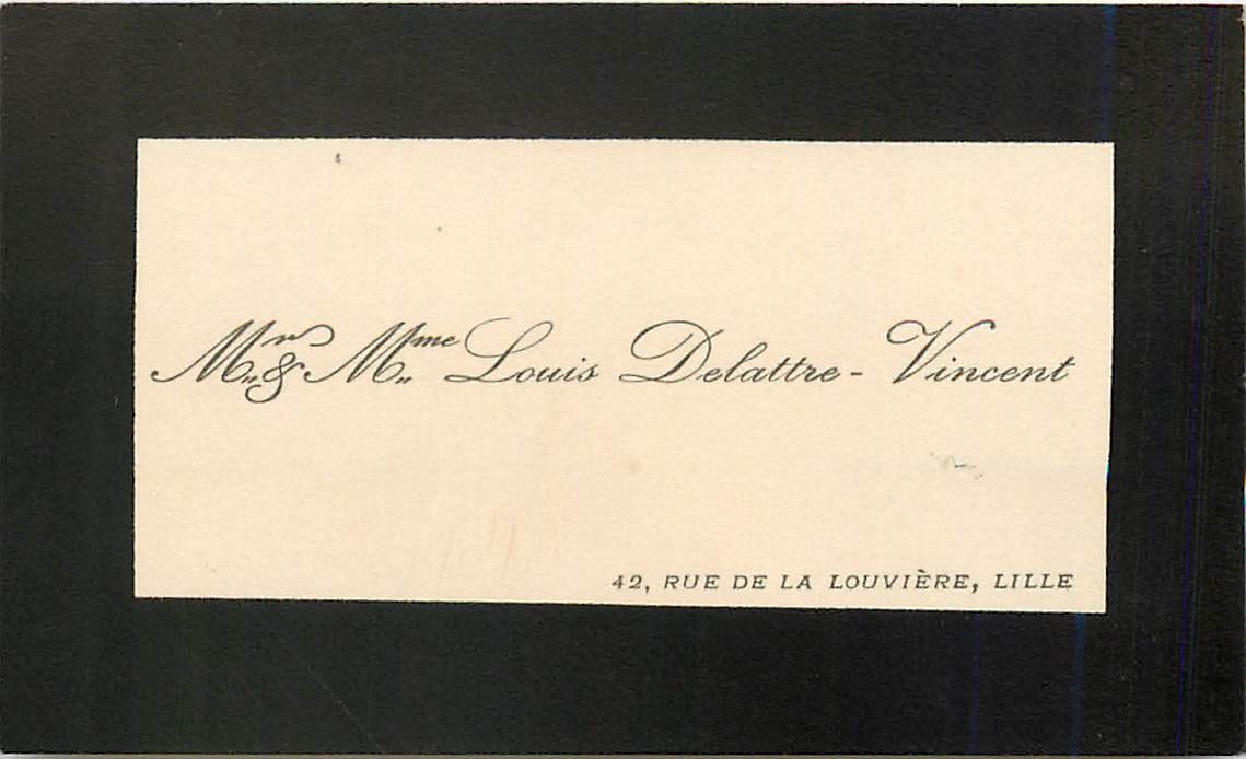 Carte de visite Rue de la Louviere Lille  Delattre Vincent