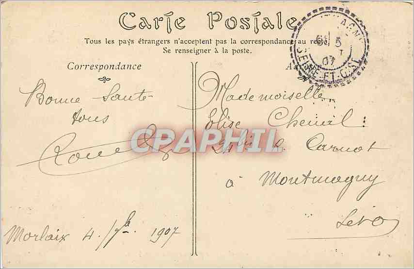 CPA Morlaix le viaduc vue price de l'Hotel de Ville  — Rückseite