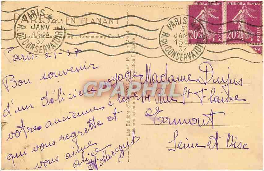 CPA Paris en flanant Jardin du Luxembourg  — Rückseite