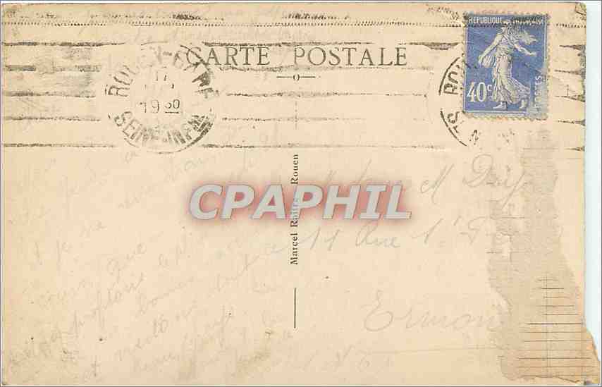 CPA Rouen S Inf la cour du palais  — Verso