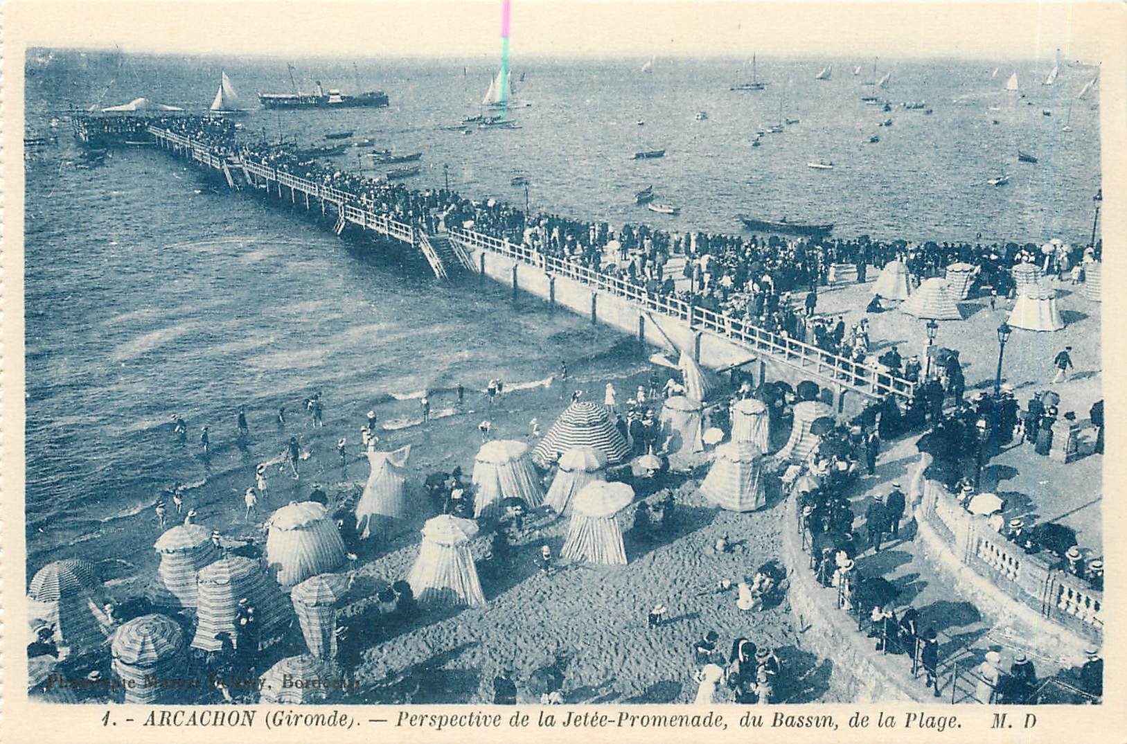 CPA Arcachon Gironde perspective de la jetee promenade du bassin de la plage 