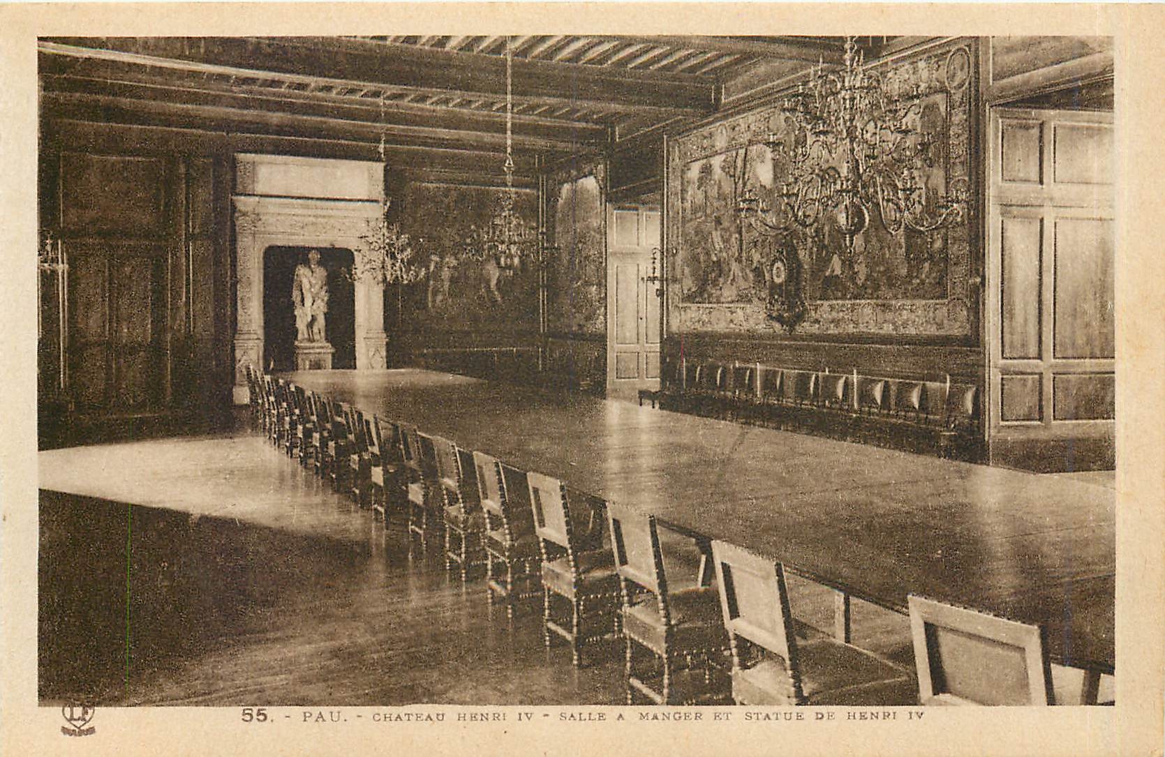 Pau - Château Henri IV - Salle à manger et statue de Henri IV