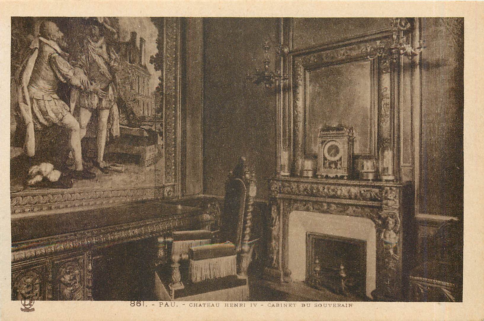 CPA Pau chateau Henri IV cabinet du souverain 
