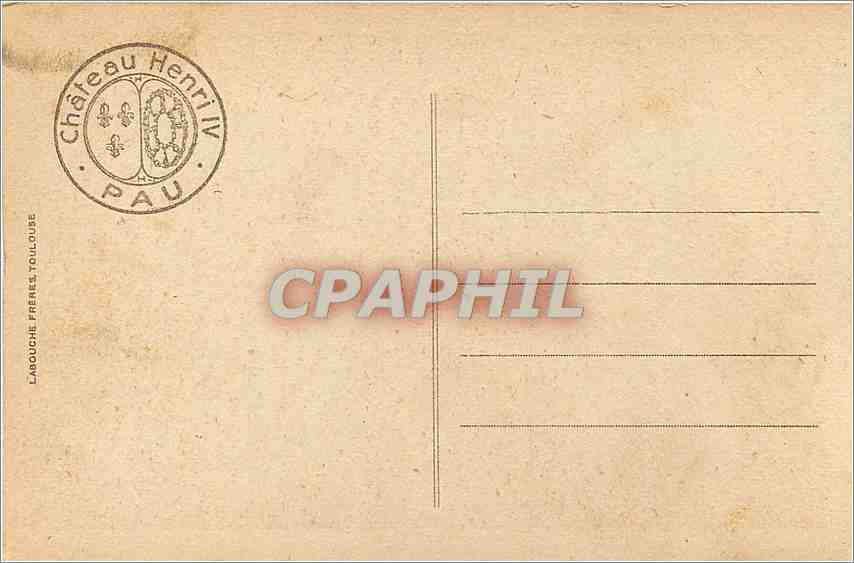 CPA Pau le chateau le lit de Henri IV  — Verso