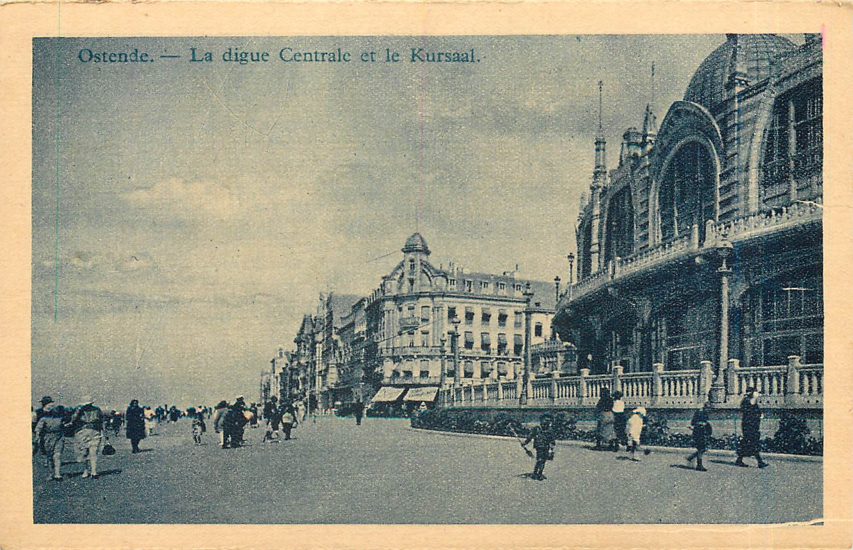 CPA Ostende la digue centrale et le Kursaal 