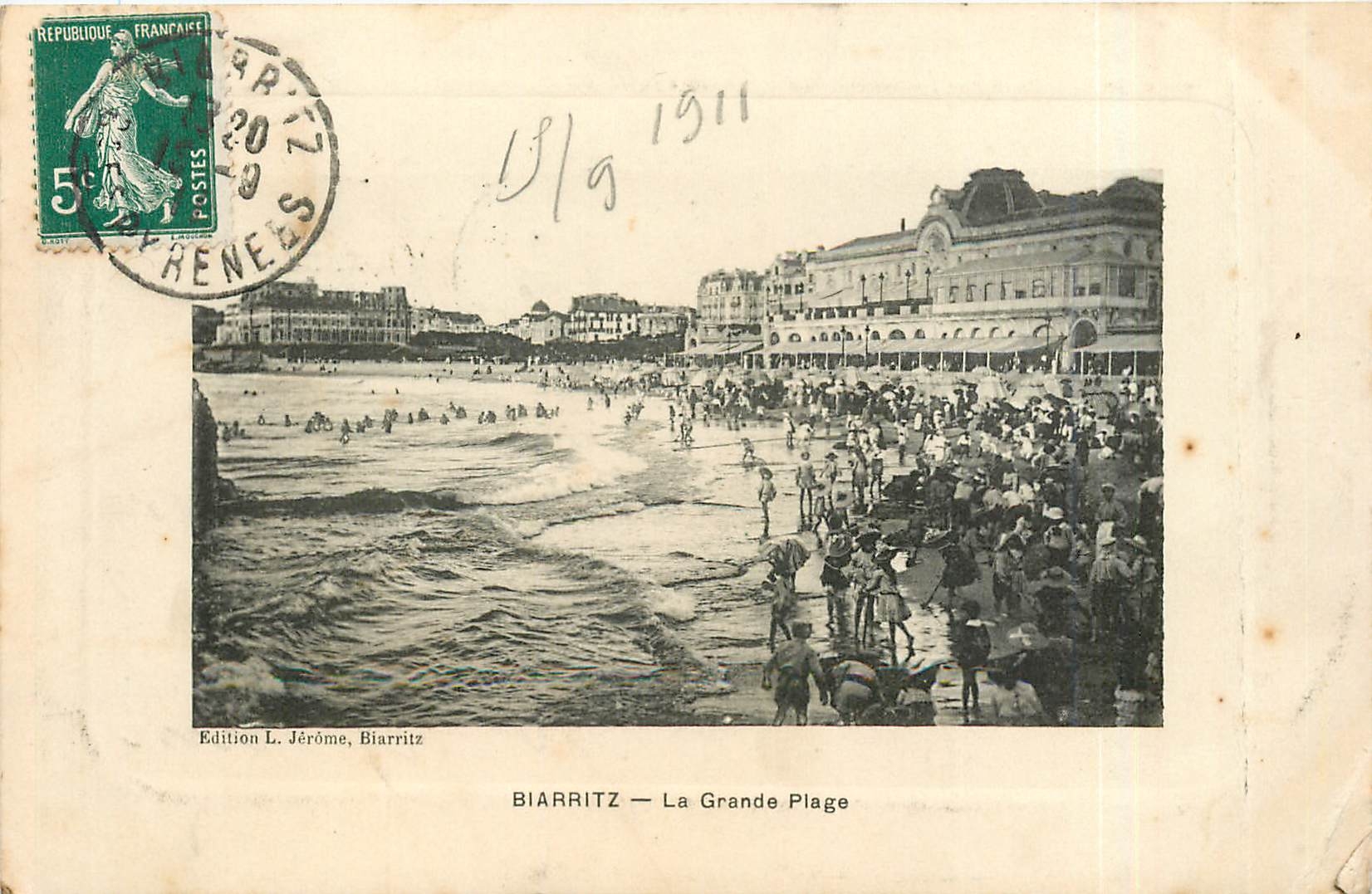 CPA Biarritz la grande plage 